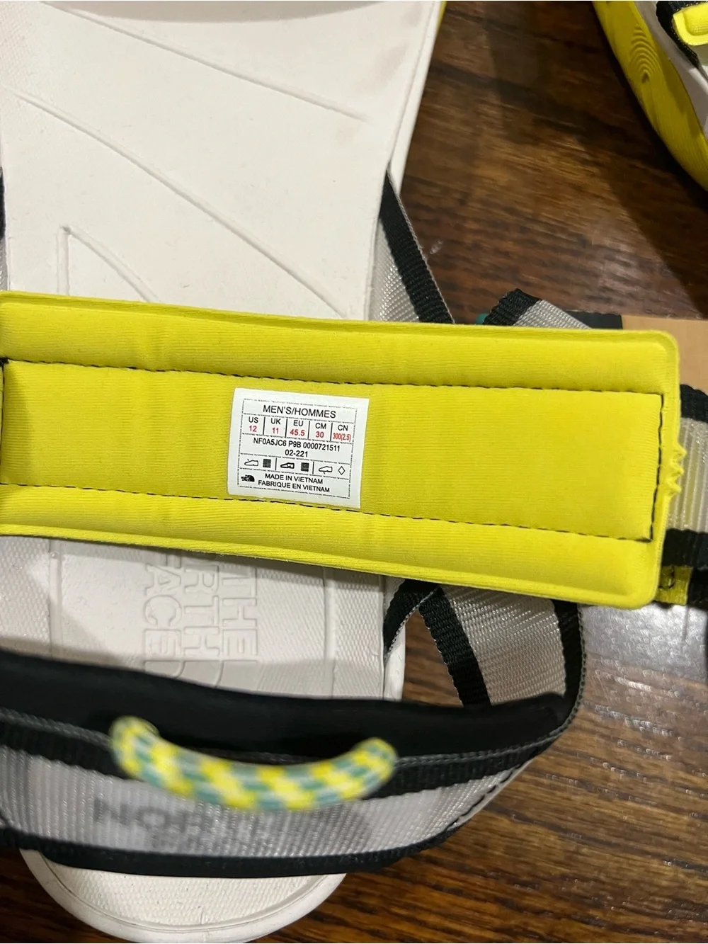 The North Face Skeena sport sandals, featuring a white footbed and bright yellow
